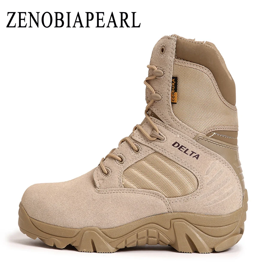 

ZENOBIAPEARL Men Boots Quality Special Force Tactical Desert Combat Ankle Boats Army Work Shoes Leather Snow Boots Winter Autumn