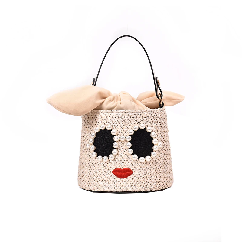 

2019 fashion simple bucket bag women's designer handbag high quality linen high quality single shoulder slant straddle bag qq444