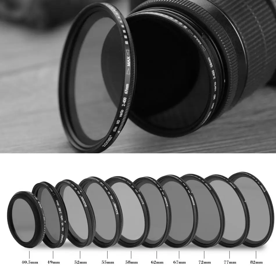 ZOMEI ND Fader Neutral Density Fading Control Filter for Camera DSLR Lens 49mm 52mm 55mm 58mm