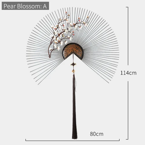 Металлический вентилятор Настенный декор с цветком для гостиной коридор настенный орнамент китайский современный креативный 3d подвесное украшение на стену - Цвет: Pear Blossom A