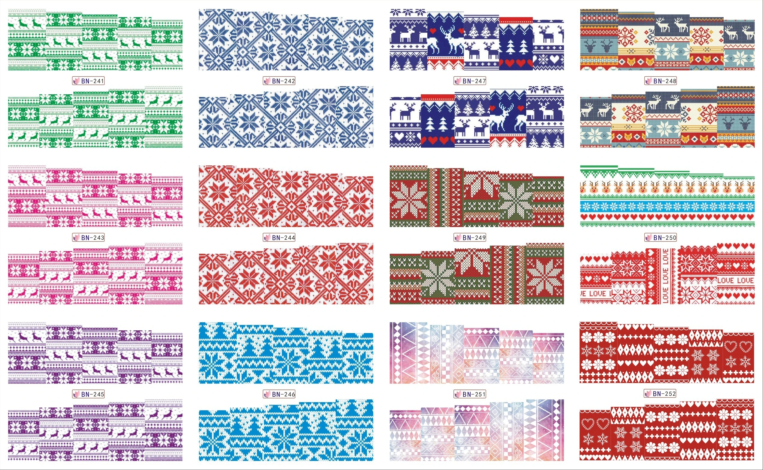 

12 Sheets/Lot Nail BN241-252 Christmas XMAS Style Full Cover Nail Art Water Wraps Sticker Decal For Nail(12 DESIGNS IN 1)