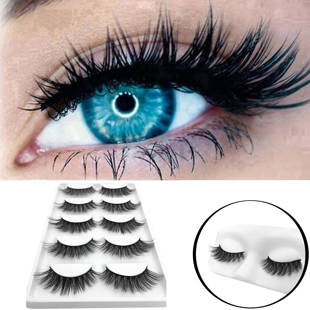 

5 Pair Luxury Lashes 3D Mink Eyelashes Handmade Reusable Natural Curling Thick Eyelashes Popular False Lashes Makeup L58