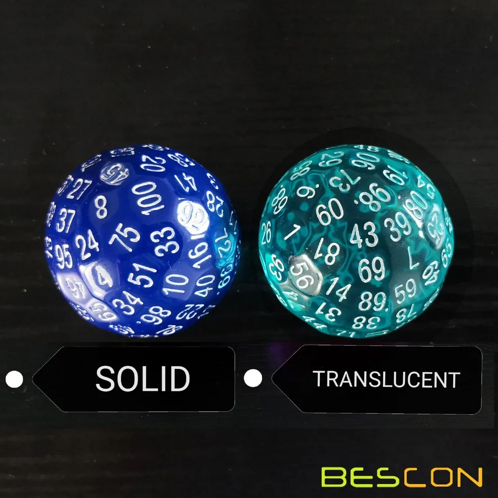 Bescon полупрозрачные многогранные кубики 100 кубиков по бокам прозрачный кубик D100