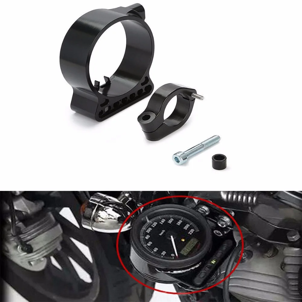 39mm Side Mount Speedo Relocation Bracket Black For Harley Sportster
