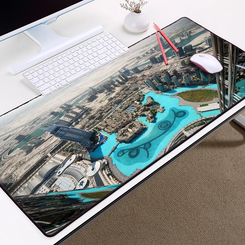 Congsipad аэрофотосъемка города и маяка моря коврик для мыши вид ночи красивый пейзаж