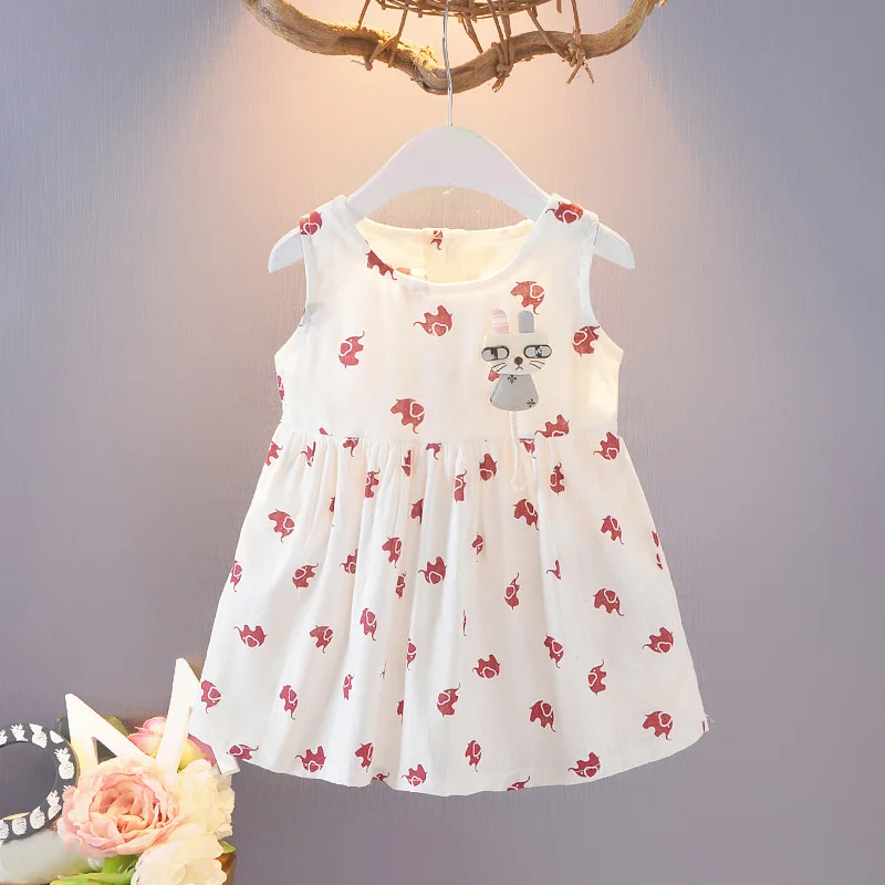 Платье для маленьких девочек, летние платья С Рисунком Слона для девочек, детская одежда, хлопковое платье принцессы для малышей, наряды 2019