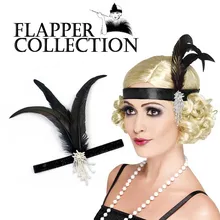 

Black Feather 1920s Flapper Headpiece Beaded Charleston Headband Retro Style Roaring 20s Vintage Great Gatsby Hair Accessories