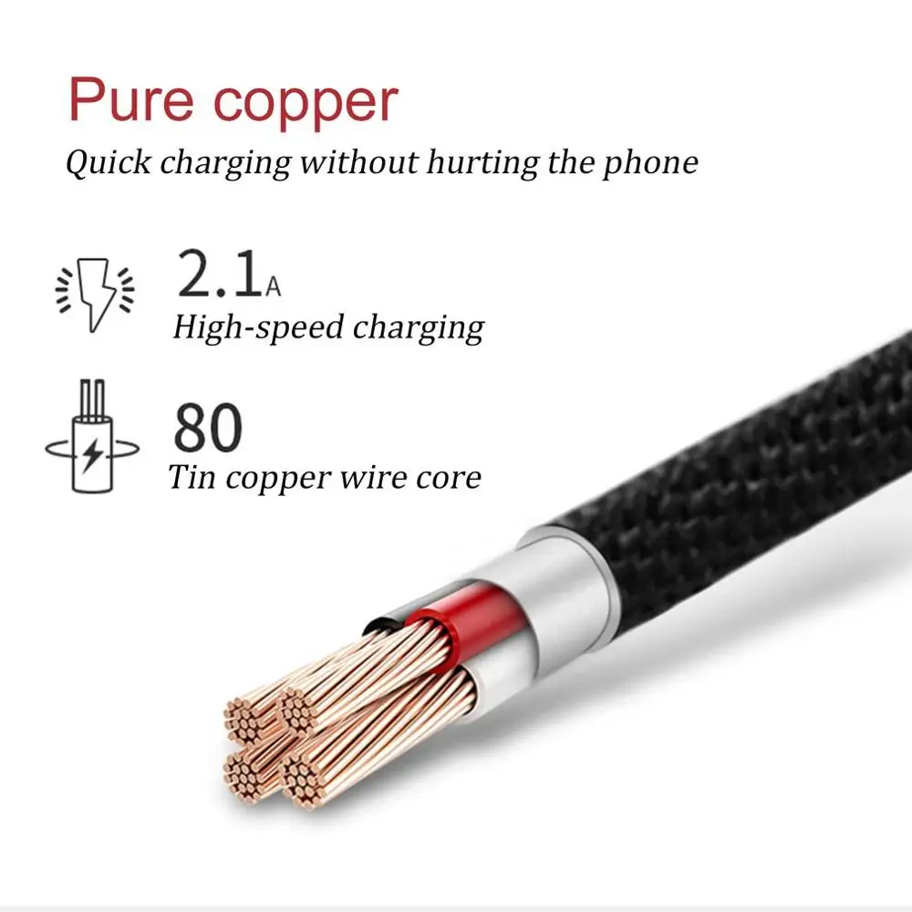 Wopow LT23 USB к Тип-C зарядный кабель 2.1A Быстрая зарядка стабильной передачи 1 м линии передачи данных Алюминий сплав зарядки Интерфейс