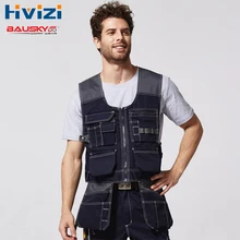 High Quality Men Outdoor Mechanic Workwear Vest Work Vests Multi-functional Vests With Tool Multi Pockets B208
