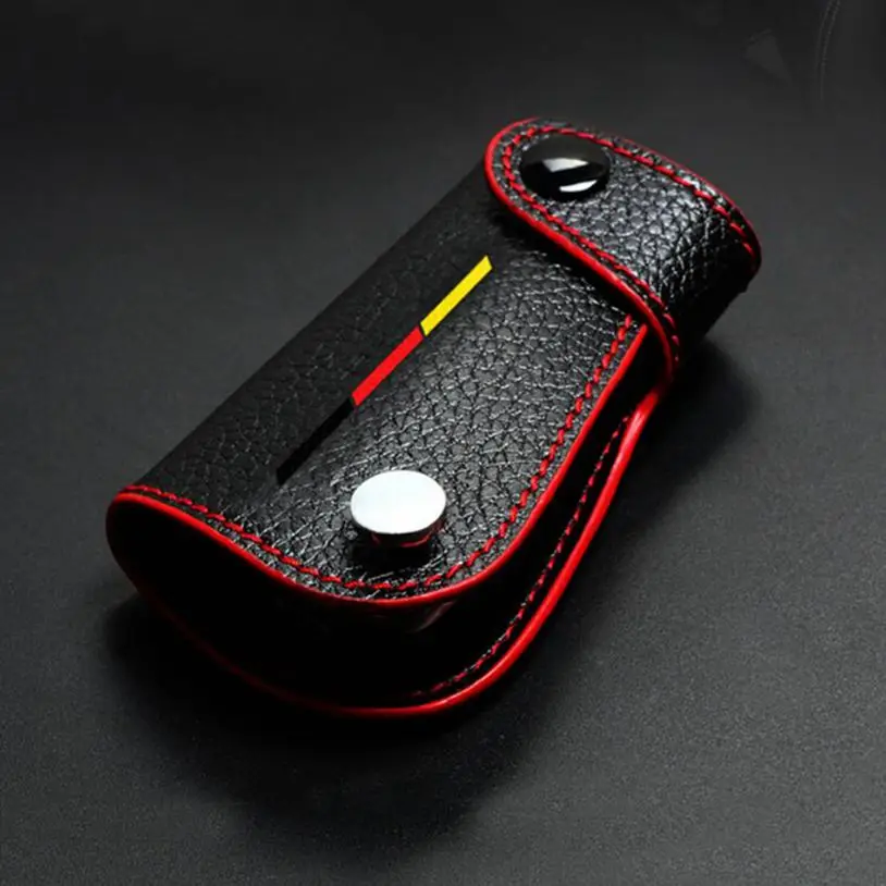 

1Pcs Black Leather Red Line Car KeyBag Case Shell Cover Keychain For Mercedes Benz A C E S Class CLA GLC GLE C300 C20