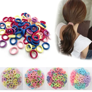 

100pcs Small Ring Hair Bands Girls Colorful Elastic Hair Rope Tie Gums Kid Rubber Band Ponytail Holder Hair Accessories headwear