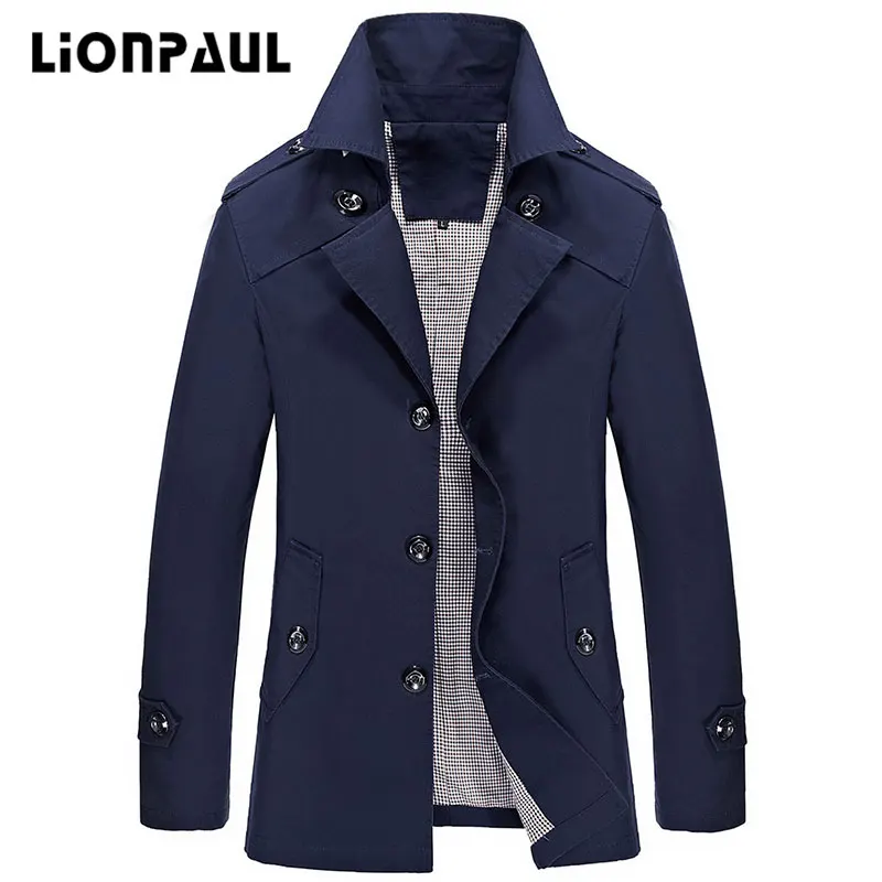 Lionpaul 2017 мужчин Тренч Англия однобортный с длинным бушлат Trenchcoat - Цена: 