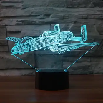 

Air Plane 3D Optical Illusion Bulbing Night Light 7 Colors Changing Aircraft Table Lamp Hotel Party Atmosphere Decor Lamp