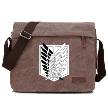 

Attack on Titan Eren Jaeger Canvas Shoulder Bag Casual Zipper Cross body Tote School Book Students Messenger Bag 3 Colors