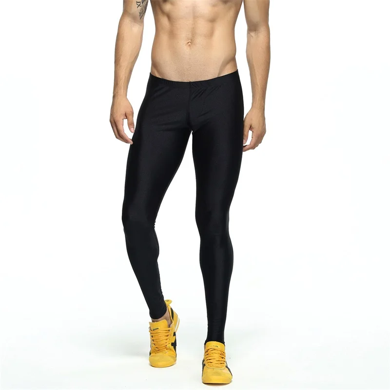 Компрессионные брюки для бодибилдинга колготки мужские колготки из спандекса леггинсы обтягивающие леггинсы Спортивные штаны Фитнес Йога - Цвет: Черный
