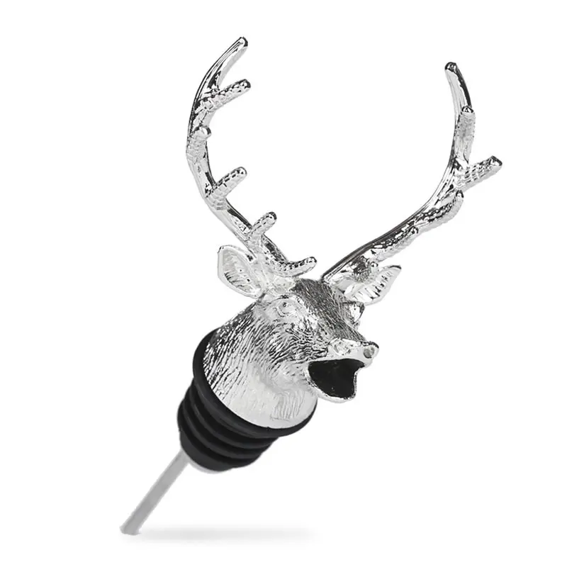 Zinc Alloy Deer Stag Head Wine Pourer Creative 3D Wine Bottle Stoppers Liquor Spirit Pour Spout