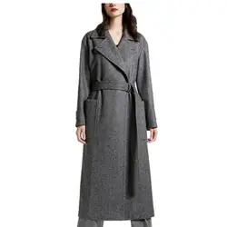Модные женские туфли серый длинные шерсть пальто прямые шерстяные куртки верхняя одежда дамы осень зима Тренч