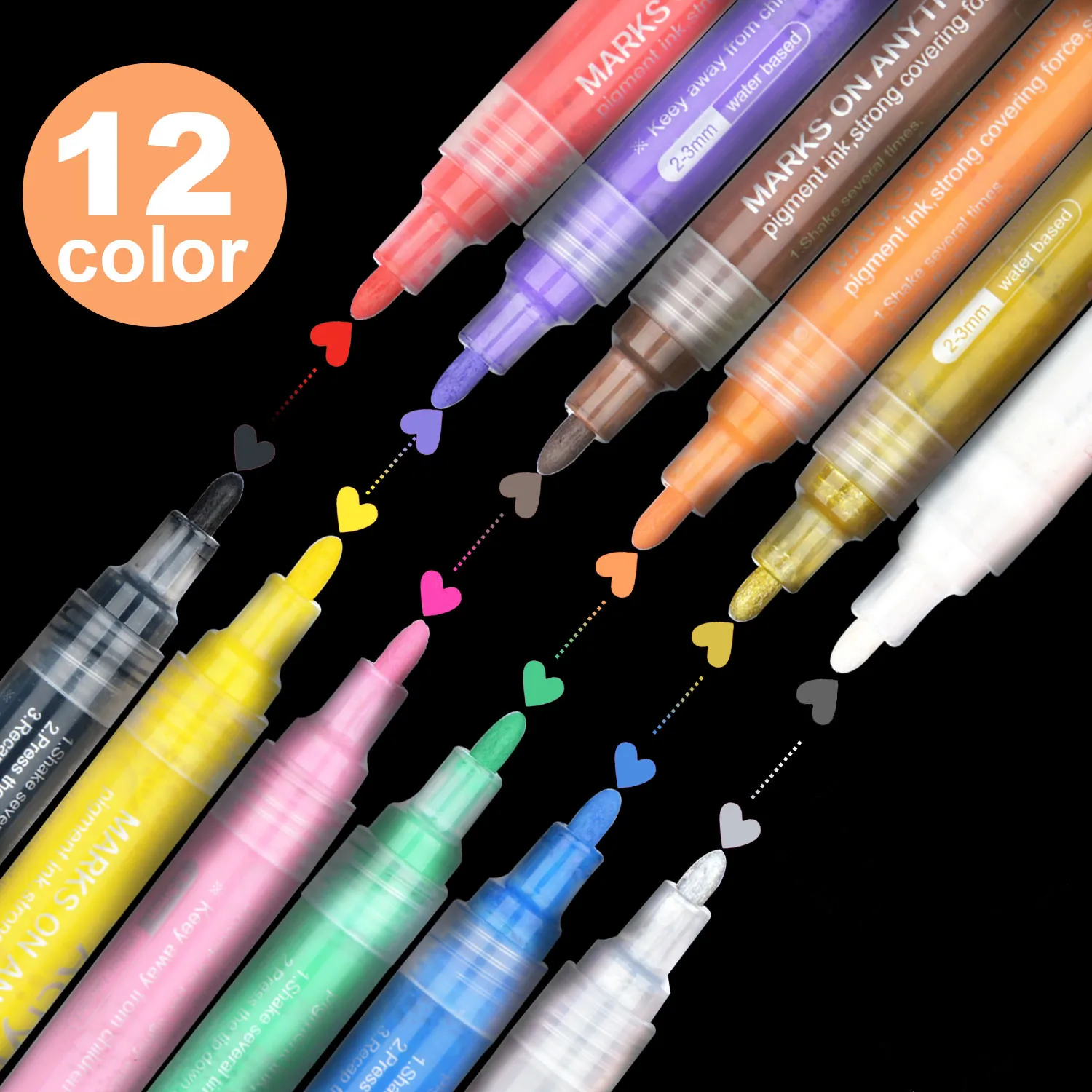 12pcs-kids-drawing-toys-acrylic-paint-pens-for-diy-craft-rocks-painting
