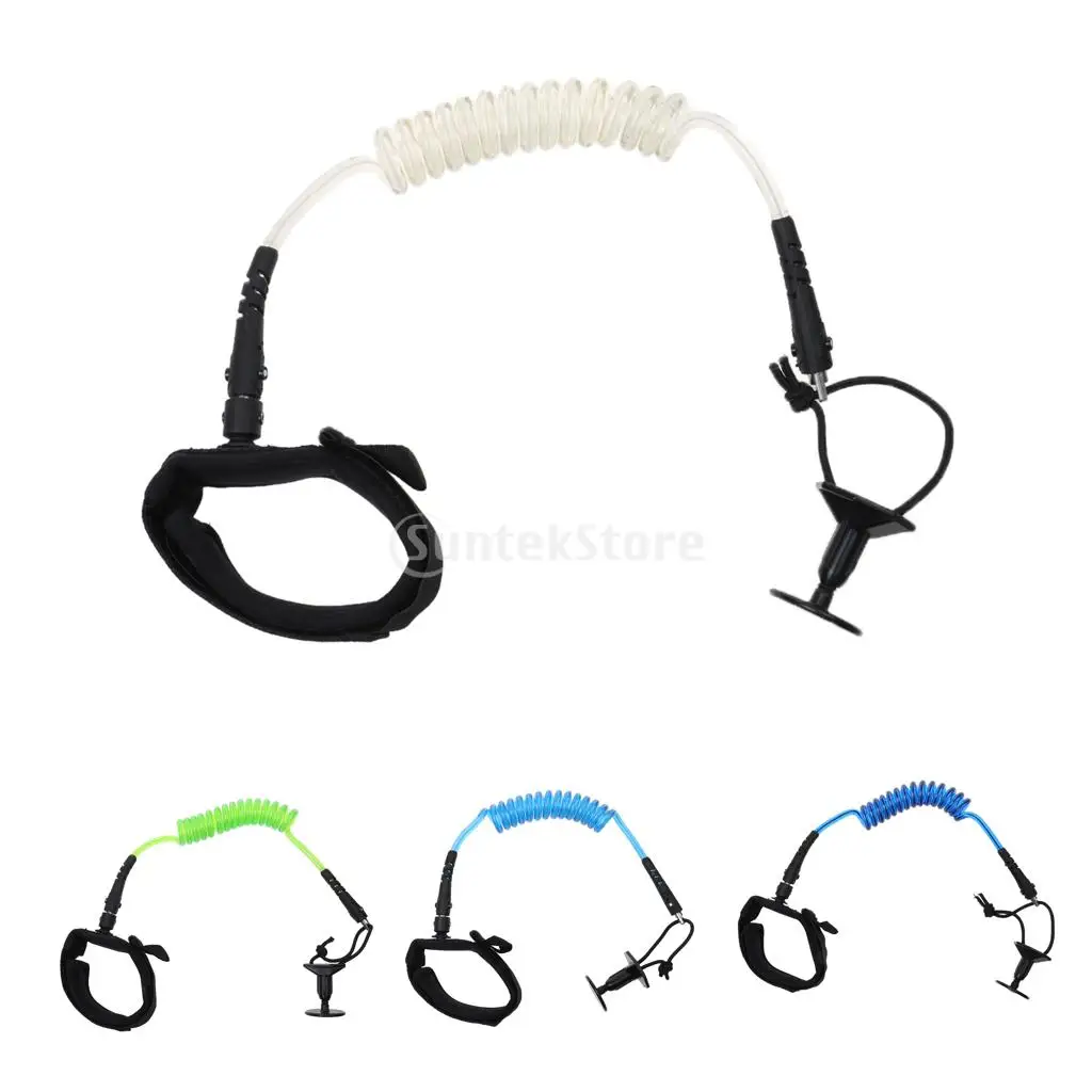 

Adjustable Bodyboard Surf Board SUP Coiled Bicep Padded Wrist Leash Arm Strap Cord with Threaded Plug Water Sport - 4 Colors