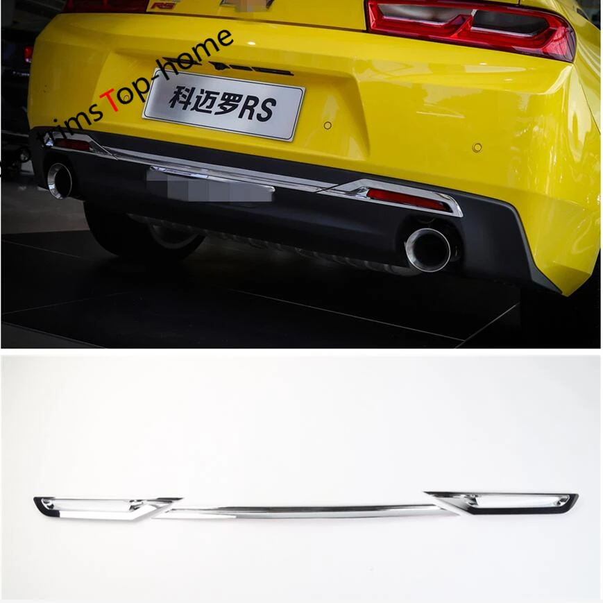 

Yimaautotrims ABS Chrome Rear Bumper + Brake Lights Lamp Cover Trim For Chevrolet Camaro 2016 2017 2018 Exterior Kit