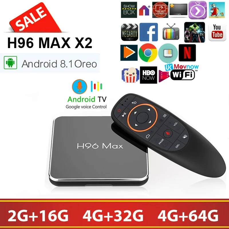 H96 MAX X2 Android ТВ BOX 4 GB/32 GB 4 GB/64 GB Android 8,1 Amlogic S905X2 USB 3,0 H.265 4 K 2,4G/5G Wi-Fi Smart Media Player