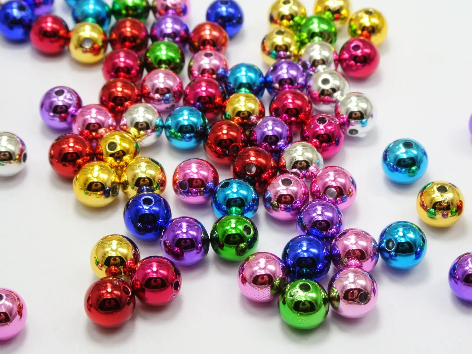 

200 Shiny Mixed Color Metallic Acrylic Christmas Round Beads 8mm(0.32")