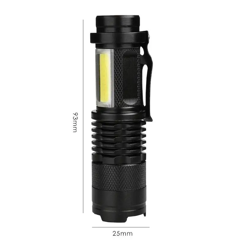 Mini Zoom XPE+COB LED Flashlight 4 Modes IP44 Waterproof Outdoor Light Torch XPE glare- XPE low light- COB glare- COB strobe