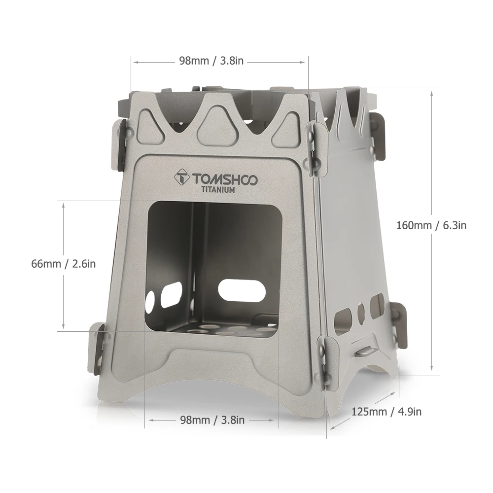 TOMSHOO походная титановая дровяная плита, портативная складная горящая титановая плита для приготовления пищи, пикника, охоты, кемпинга