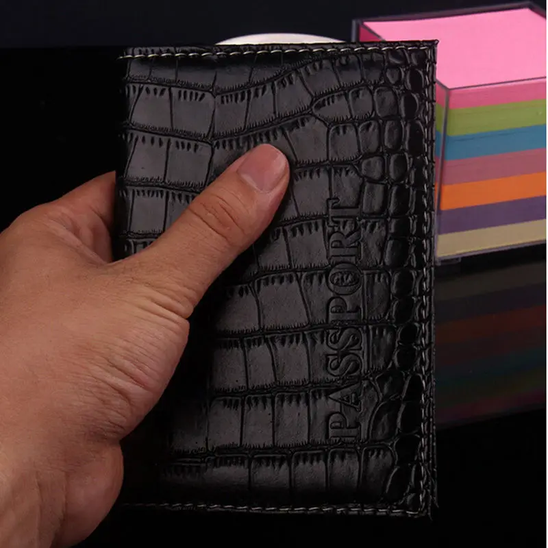  New PU Leather Passport Cover Protector Fashion Alligator Embossing Travel Passport Case Men Women ID Credit Card Holder Wallet 