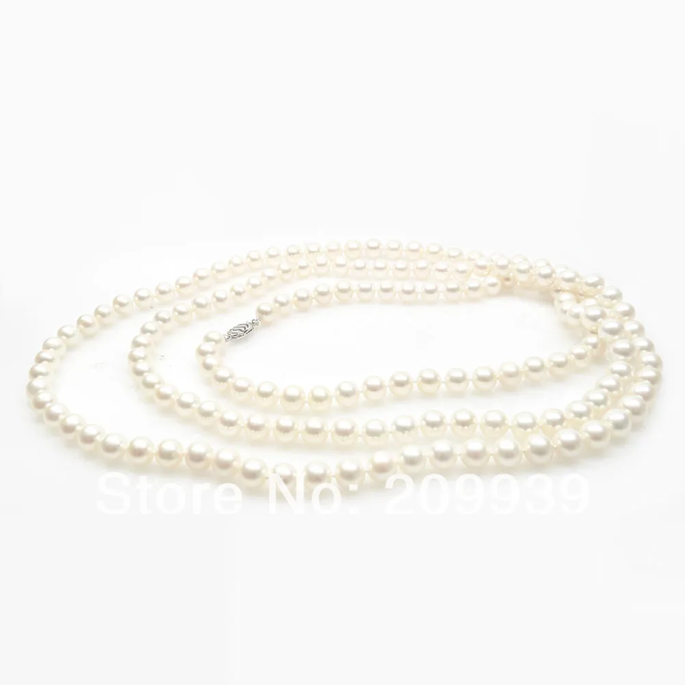 

huij 003318 BEAUTIFUL!WHITE!ROUN 8.5-8MM FRESHWATER PEARL NECKLACE 50 INCH!925S