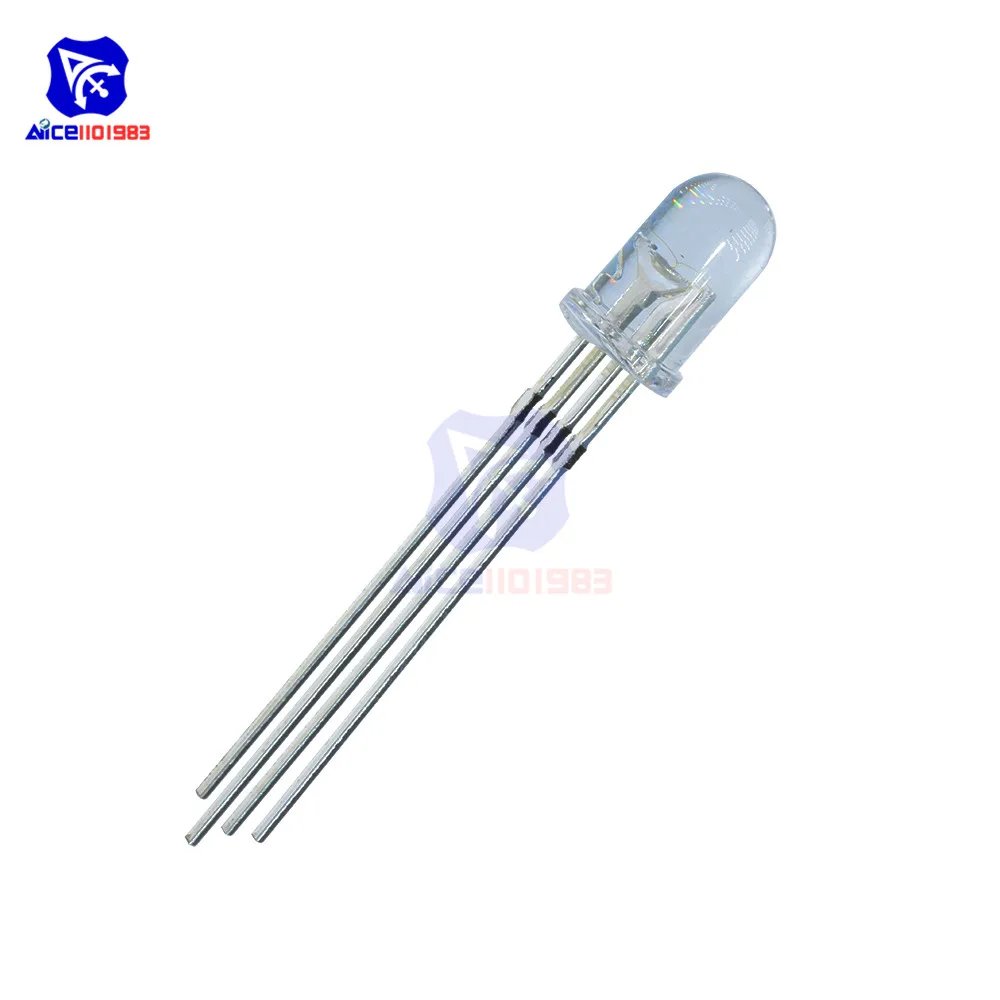 

50PCS/Lot 4 Pin RGB LED Diode Lights Red/Green/Blue Clear Round Common Cathode Lighting Bulb Electronics Components