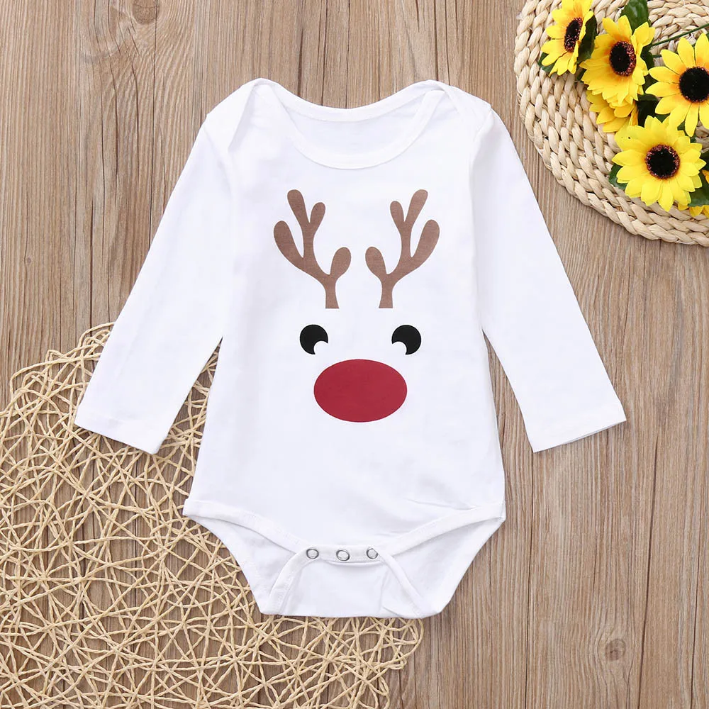 

Newborn Baby Girls Boys Long Sleeves Cotton Deer Print Romper Jumpsuit Kids Clothes Romper clothes