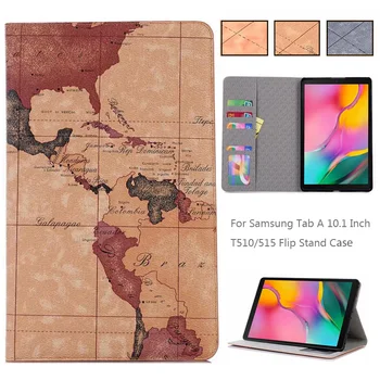 

New Flip Retro World Map Case For Samsung Galaxy Tab A 10.1 2019T515 T510 SM-T510 T515 Smart Tablet Stand Capa Cover