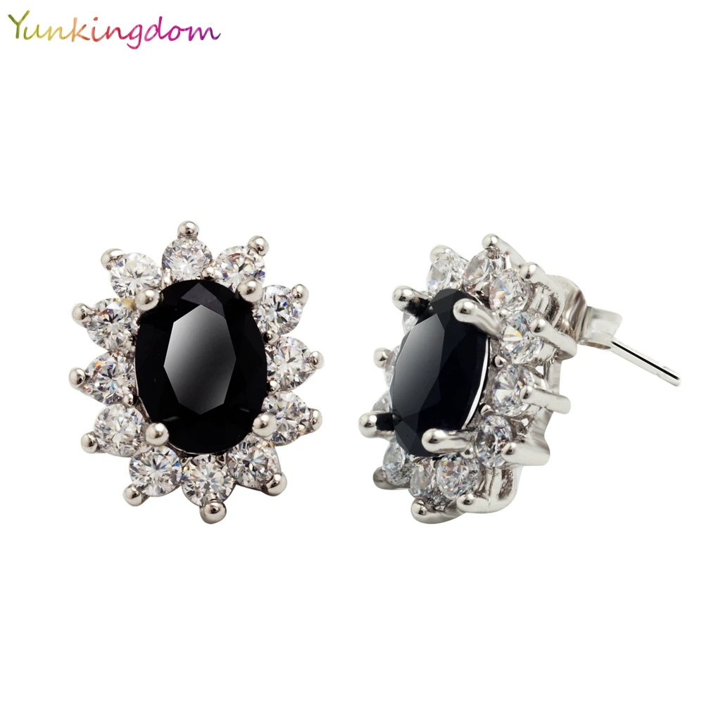 Yunkingdom модные синие черные фиолетовые блестящие серьги гвоздики с кристаллами