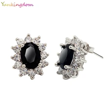 Yunkingdom модные синие черные фиолетовые блестящие серьги гвоздики