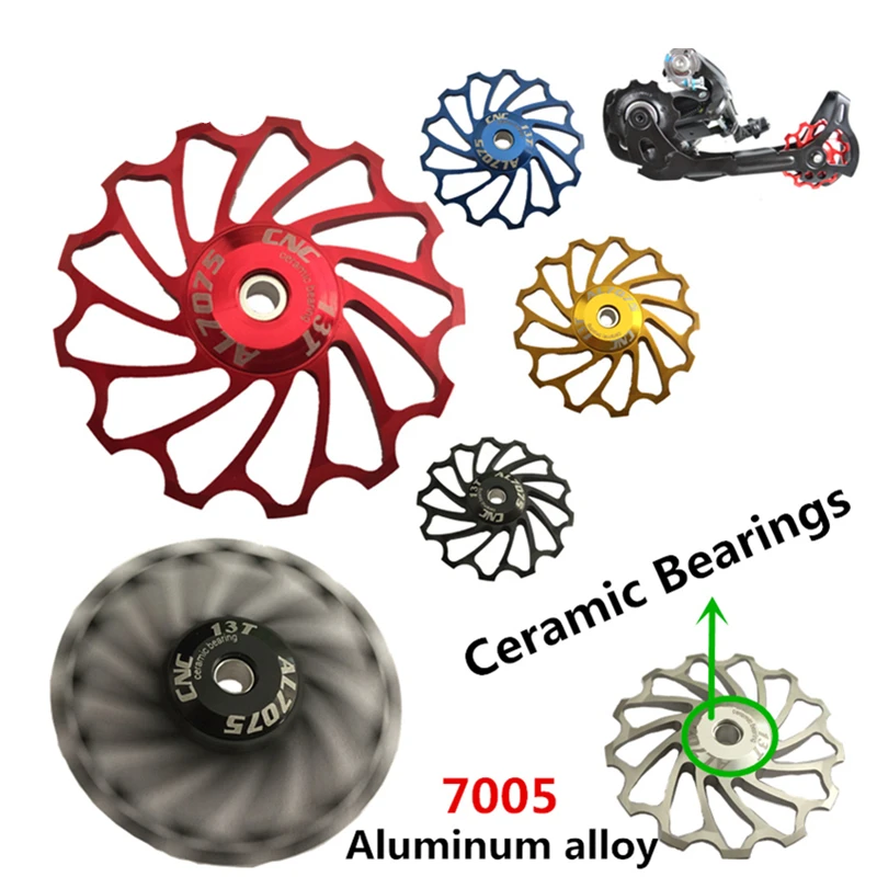 Bike Ceramic Pulley Rear Derailleur 11T 13T Guide Cycling Ceramics Bearing