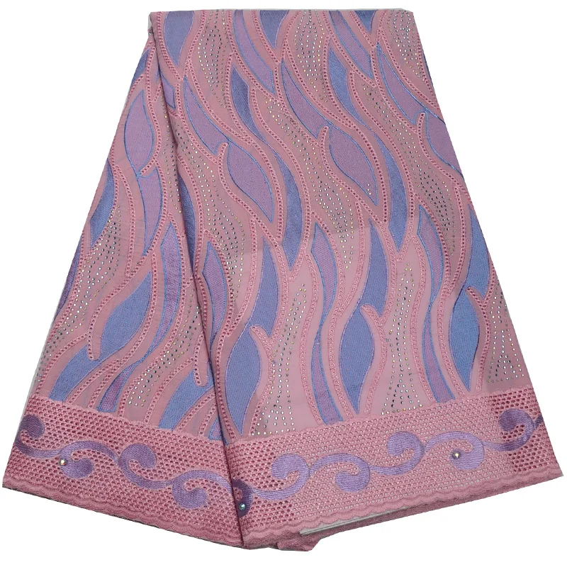 

Free shipping (5yards/pc) High quality pink African cotton lace fabric stones fixed Swiss voile lace fabric for party CLP337