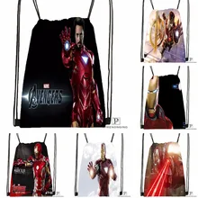 Custom Iron Man Avengers Drawstring Backpack Bag Cute Daypack Kids Satchel (Black Back) 31x40cm#180531-03-75