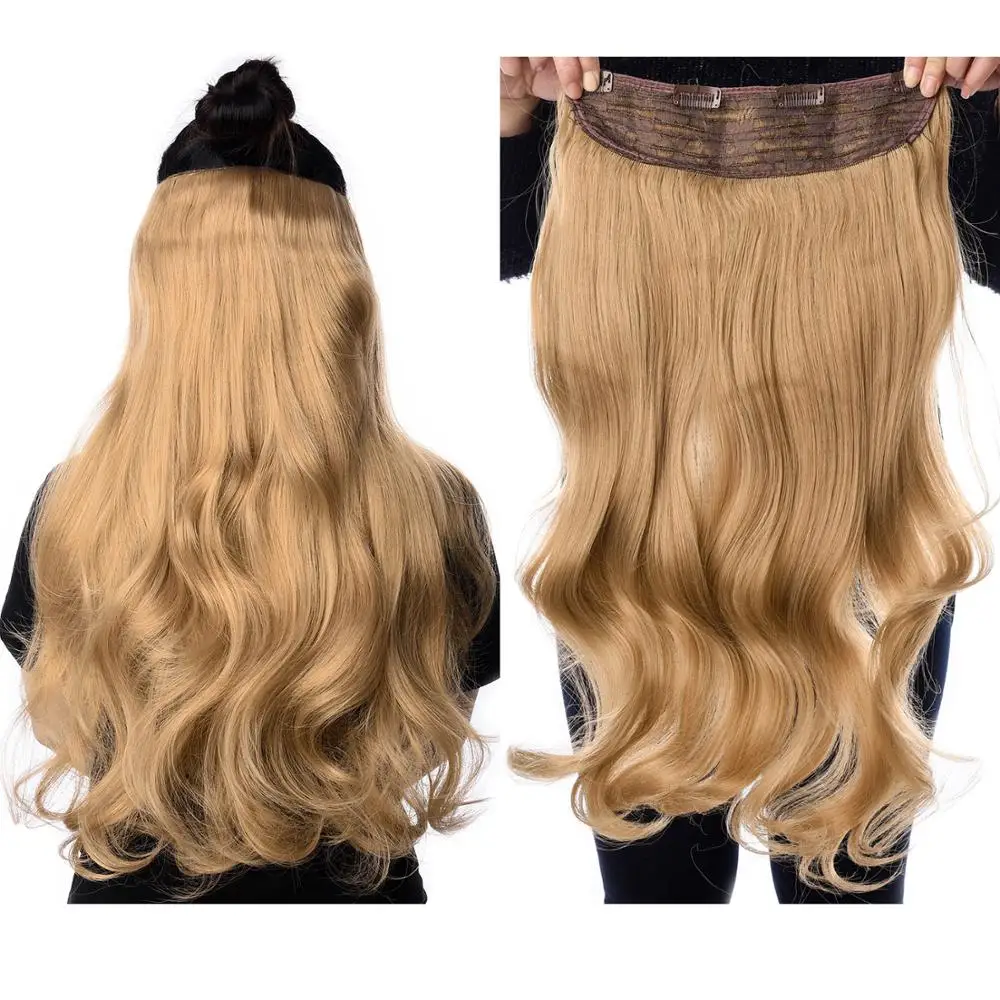 Silike 190g 24 inch Stretched Wavy Clip in Synthetic Hair Extensions Heat Resistant Fiber 4 Clips one Piece 17 Colors Available