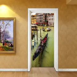 3D лодочные обои Дверь Наклейка на стену плакат для спальни дом двери кварто настенные наклейки с росписью домашняя, комнатная, Настенная