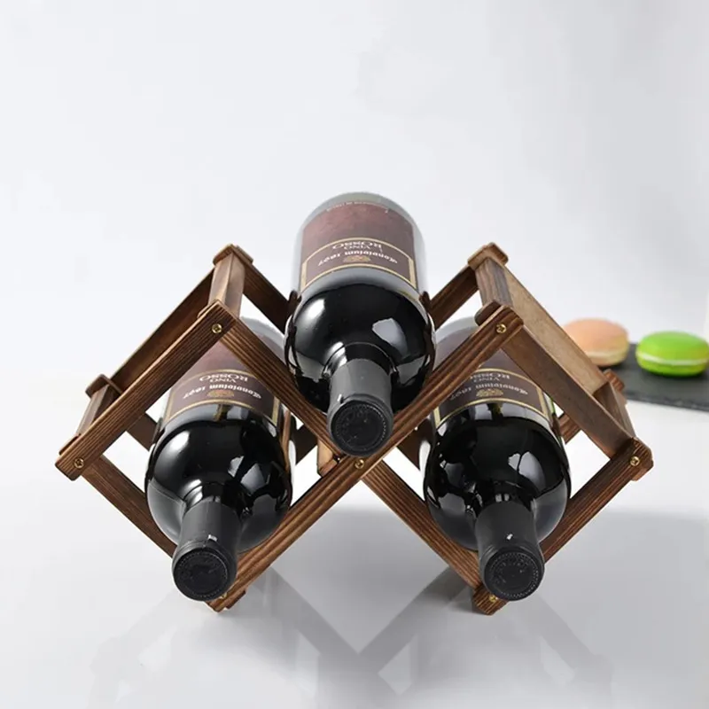 ALWAYSME деревянная стойка для бутылок красного вина, держатель для бара, витрина, полка для хранения красного вина, экономия места, кухонные столешницы, винный погреб - Цвет: 3 Bottlesx2Pcs