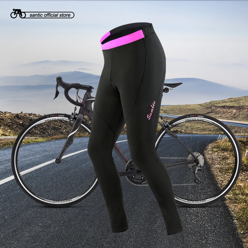 

Santic Women Cycling Fleece Padded Pants Winter Windproof Reflective Bike Thermal Pants Keep Warm Asian S-2XL L6C04078H