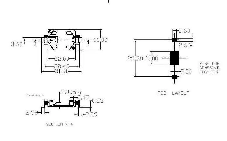 Hikochi BS-2032-6 SN CR2032 CR2025 CR BS-6 SMD гнездо для батареек-таблеток