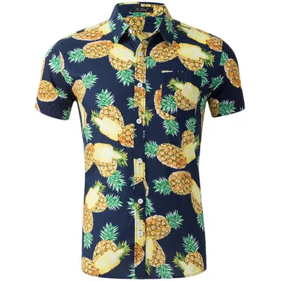 

Men's Hawaiian Shirt Male Casual Printed Beach Shirts Hawaiian Men Short Sleeve brand clothing