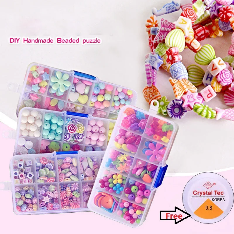 

10 different Beads DIY String Beads Make Up Puzzle Toys Jewelry Headwear Building Kit Educational Toy For Children 8
