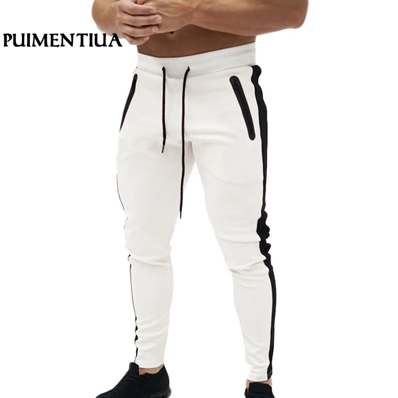 

Pumentiua 2019 Summer Men's Fitness Gyms Pants Patchwork Casual Workout Drawstring Cotton Pants Homme Soft Stretch Pant
