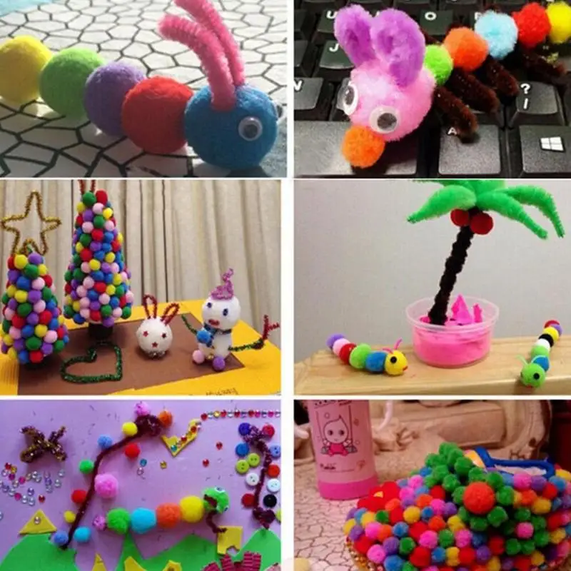 2000 Pcs/bag 8mm Mixed Color Soft Fluffy Pom Poms Diy Toys For Kindergarten Mixed Color Soft Fluffy Pompoms Diy Snow Balls