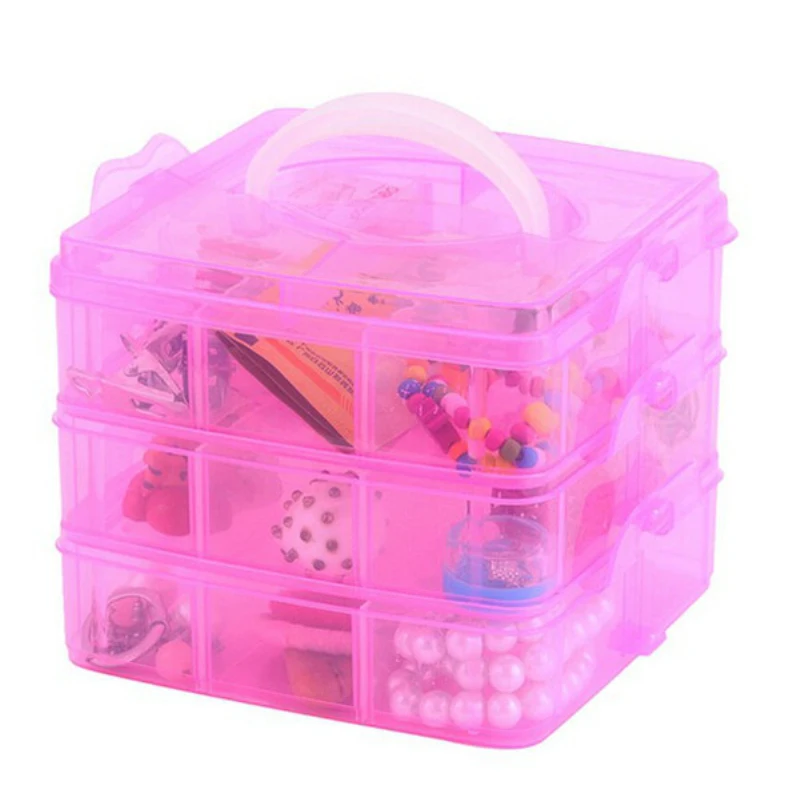 

1PC Multi-layer Utility Storage Case Box Plastic Transparent 3 Layer Nail Art Craft Fishing Makeup Jewelry Storage Box GI870730