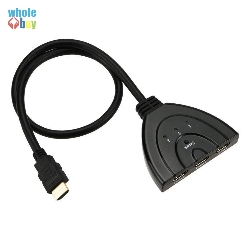 HDMI переключатель сплиттер концентратор с кабелем для PC tv HD tv DVD PS3 Xbox 360 3 порта 3в1 3D hdmi концентратор 1080P 100 шт/партия