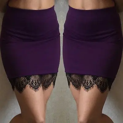 

Black Pencil Skirts Women Sexy Lace Mini Skirt Female Slim Package Hip Step Work Office OL Fashion Skirt Plus Size